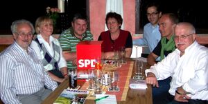 v.l. H. Auch-Schwelk, B. Wessely, J. Bergbauer, H. Janker, Vors. J. Faden, 3. Bgm. H. Büttner & Stadtrat J. Eisenhut