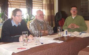 Fraktionsvors. Heinz Uekermann, Kreisrat Alfons Schießwohl und Johann Meindorfer vom Verkehrsclub Deutschland (VCD)