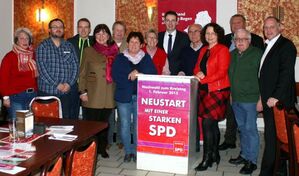 Kreisvorsitzender Martin Kreutz (Mitte) und die Vertreter aus Stadt und Landkreis begrüßten MdL Ruth Müller (3.v.re.)