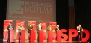 (v.l.n.r.) Klaus Barthel, Markus Käser, Uli Aschenbrenner, Florian von Brunn, Gregor Tschung und Natascha Kohnen