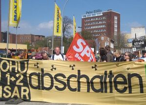 Armin Reiseck aus Wörth bei der Menschenkette in Elmshorn